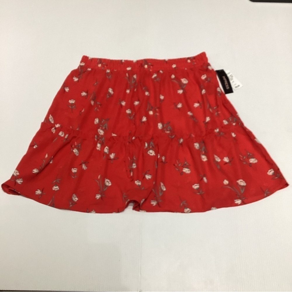 Impress! Size L Wrap Skirt Floral Print Red White NWT